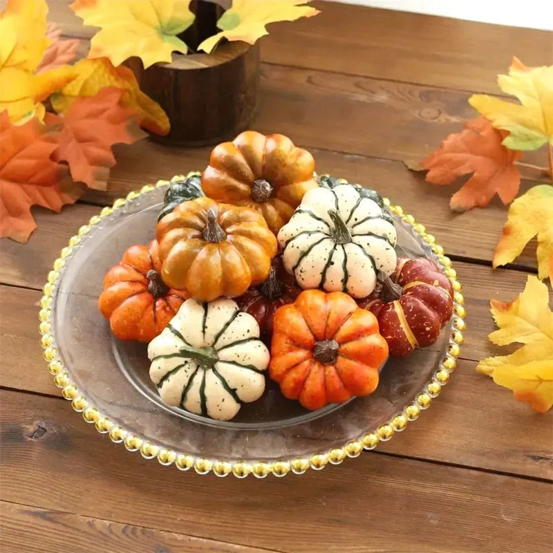 Künstliche Kürbisse 9er-Set - Herbstdeko für Tisch, Regal & Fensterbank