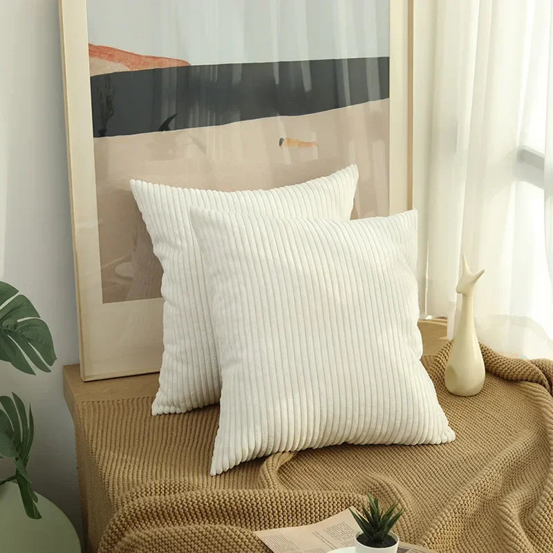Flausch-Kissenbezug Cord-Optik 50x50 cm - Kuschelig weich für Sofa