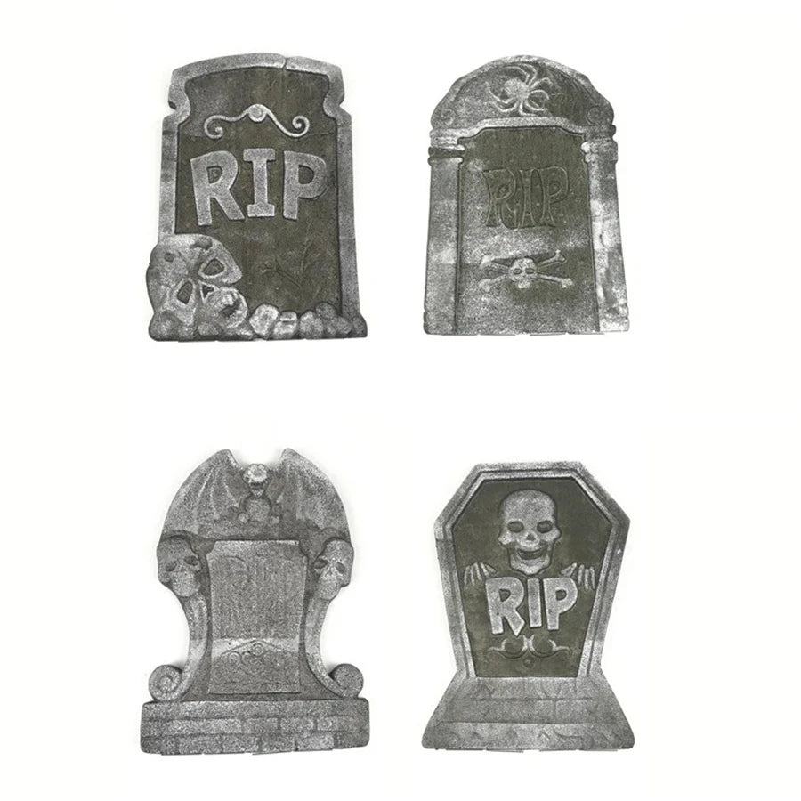 Grabstein-Set 4 Stück - Halloween Deko für Garten & Eingang
