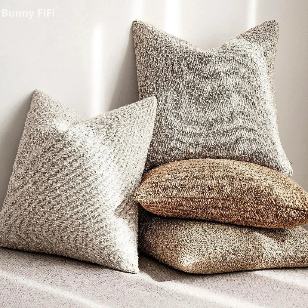 Bouclé-Kissenbezug 45x45 cm - Flauschig weiche Struktur für Sofa