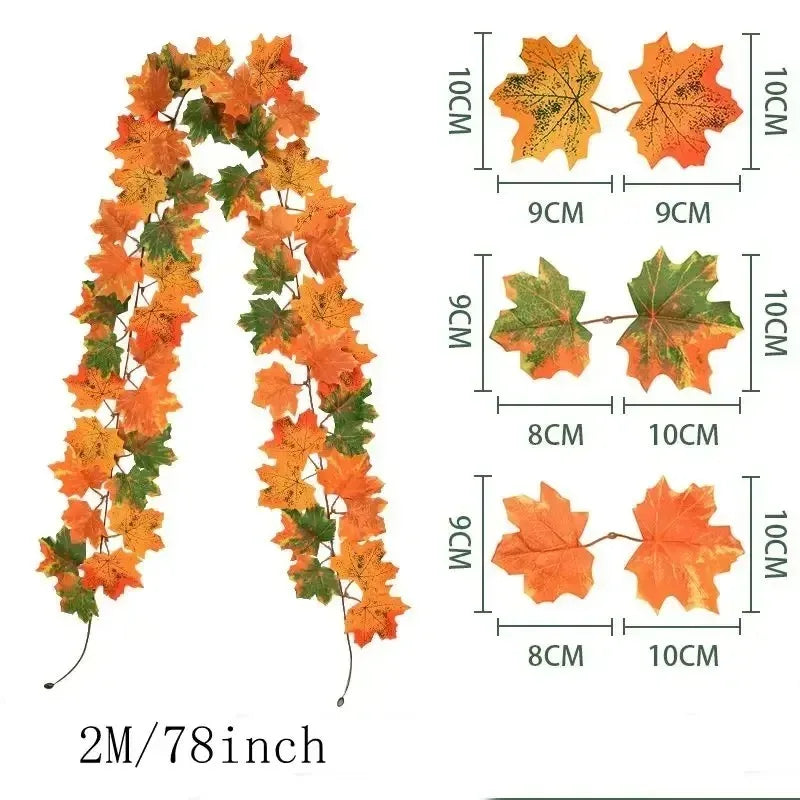 Herbstgirlande Ahornblätter 200 cm - Deko für Tür, Treppe & Fenster