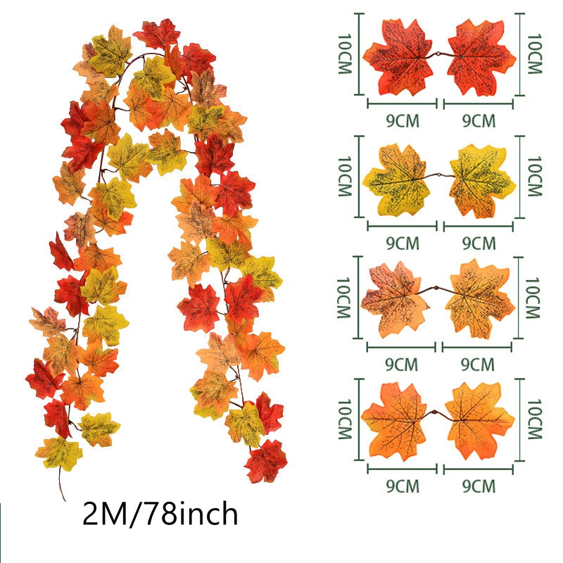 Herbstgirlande Ahornblätter 200 cm - Deko für Tür, Treppe & Fenster