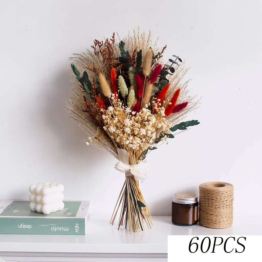 Getrockneter Blumenstrauß Boho - Pampasgras, Baumwolle & Eukalyptus