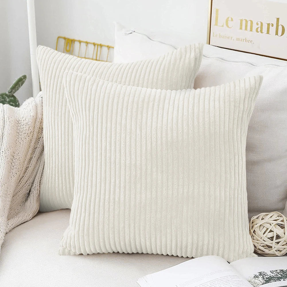 Flausch-Kissenbezug Cord-Optik 50x50 cm - Kuschelig weich für Sofa