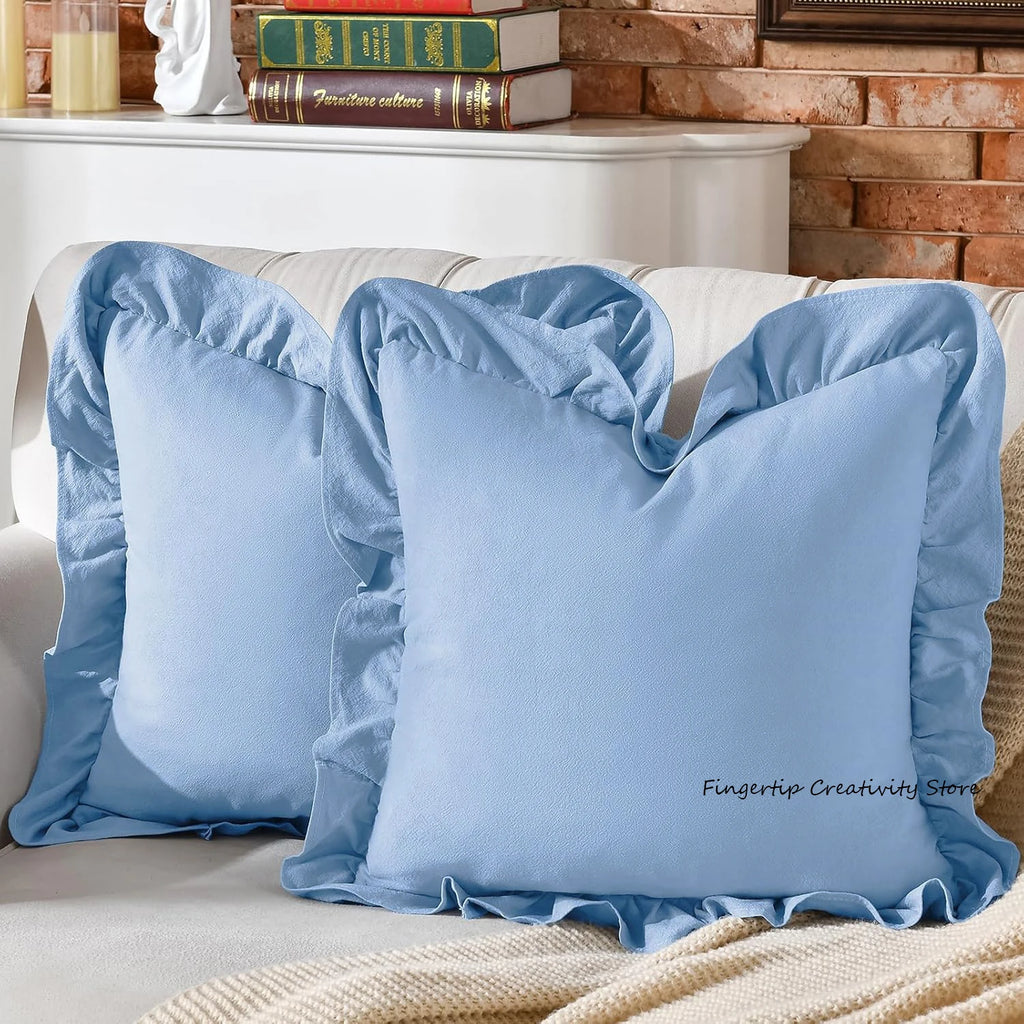 Rüschen-Kissenbezug 100% Baumwolle - Boho-Landhausstil für Sofa & Bett