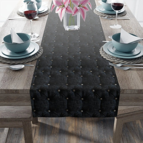 3D Tuft-Tischläufer Denim Schwarz - Moderner Läufer für Küche & Esstisch