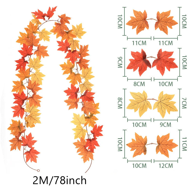 Herbstgirlande Ahornblätter 200 cm - Deko für Tür, Treppe & Fenster
