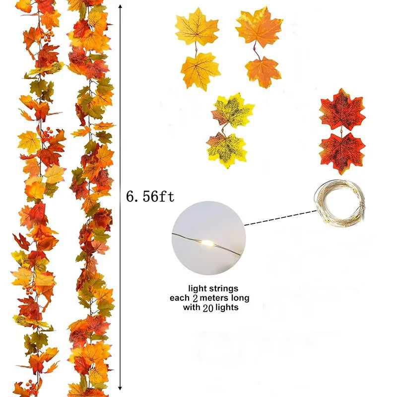 Herbstgirlande Ahornblätter 200 cm - Deko für Tür, Treppe & Fenster