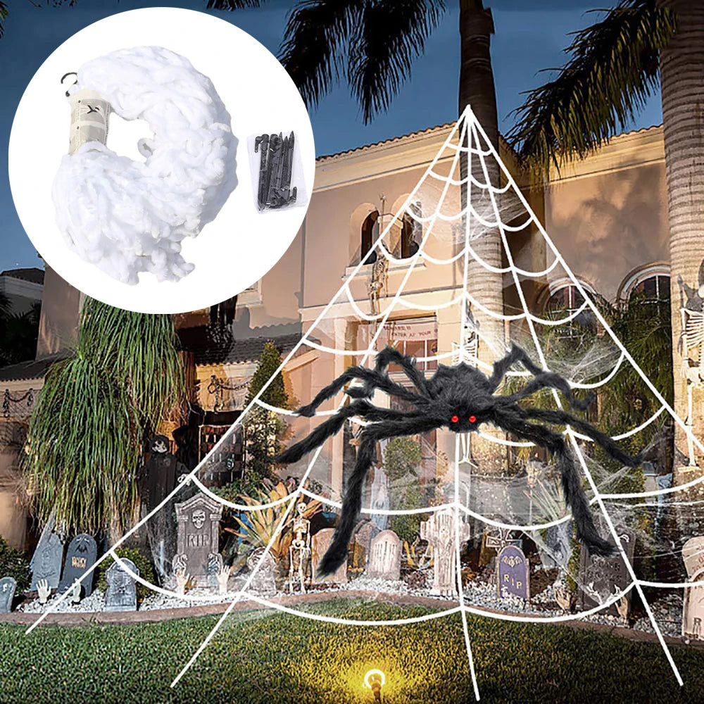 XXL Spinnennetz 5 m - Halloween Deko für Garten, Zaun & Hauswand
