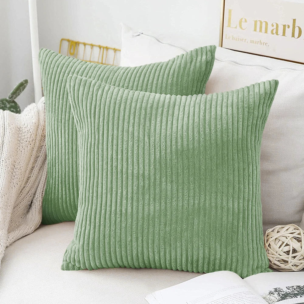 Flausch-Kissenbezug Cord-Optik 50x50 cm - Kuschelig weich für Sofa