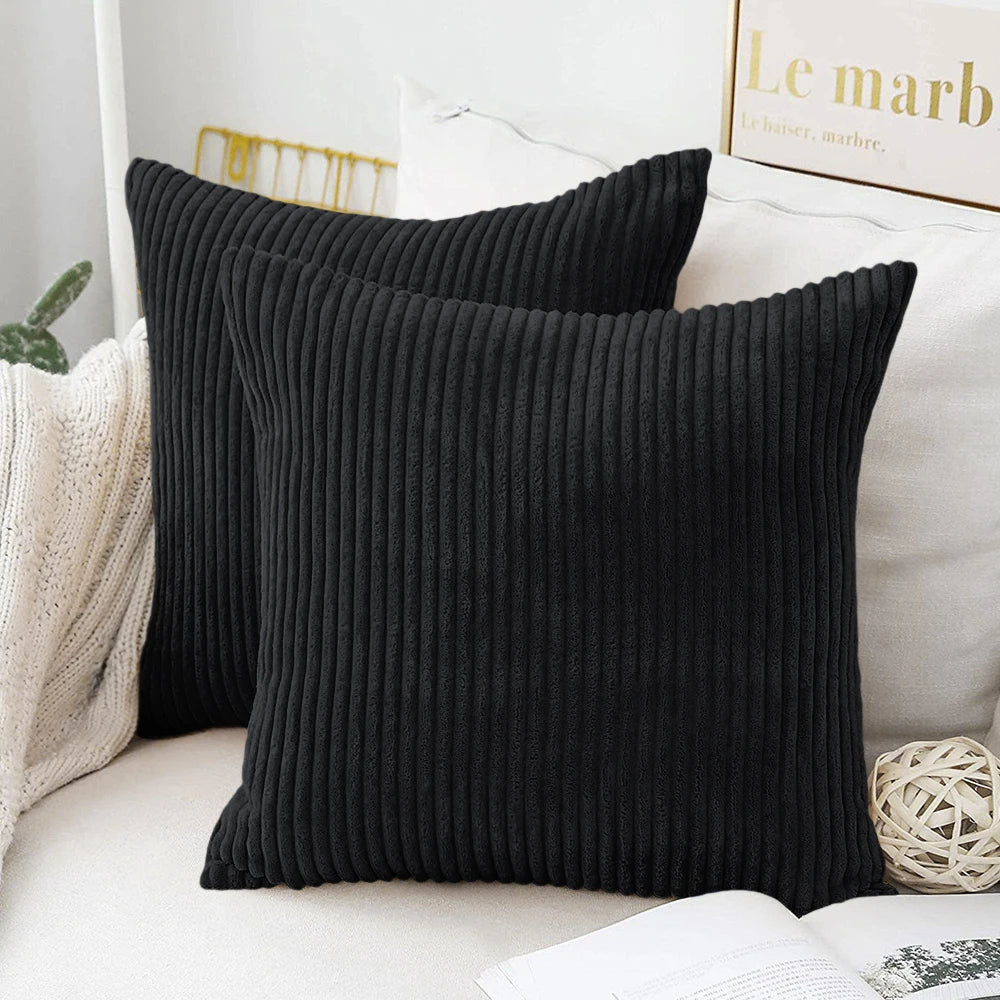 Flausch-Kissenbezug Cord-Optik 50x50 cm - Kuschelig weich für Sofa