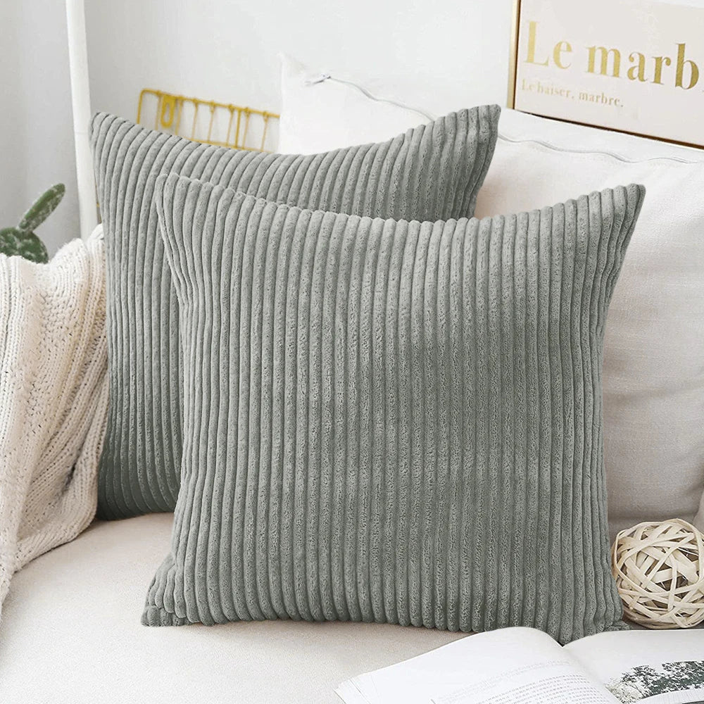 Flausch-Kissenbezug Cord-Optik 50x50 cm - Kuschelig weich für Sofa