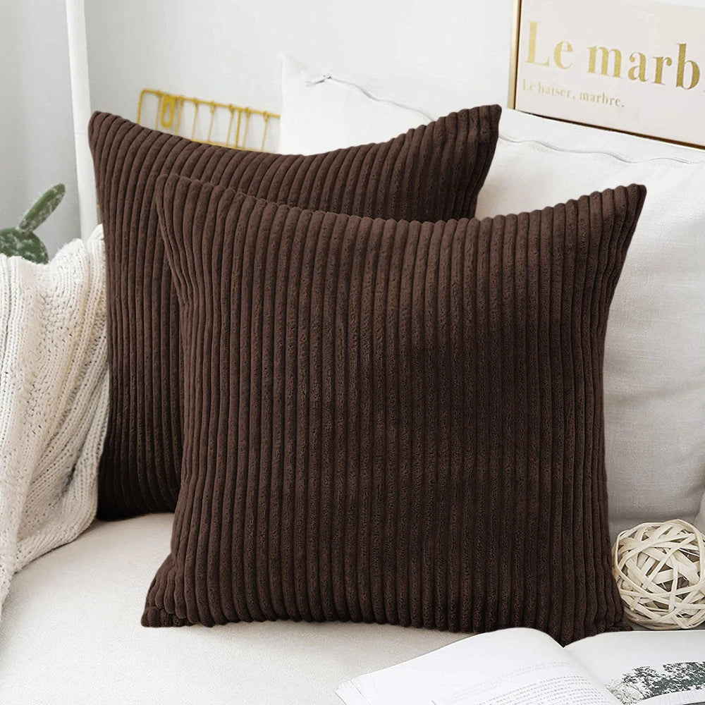 Flausch-Kissenbezug Cord-Optik 50x50 cm - Kuschelig weich für Sofa