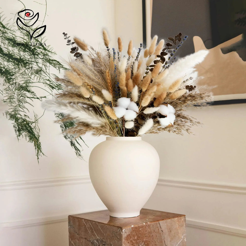 Getrockneter Blumenstrauß Boho - Pampasgras, Baumwolle & Eukalyptus