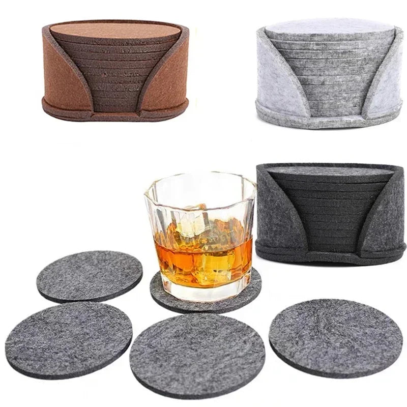 Filz-Untersetzer 10er-Set rund - Hitzebeständig für Tisch & Tasse