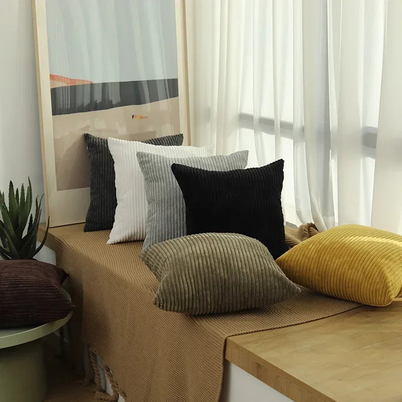 Flausch-Kissenbezug Cord-Optik 50x50 cm - Kuschelig weich für Sofa
