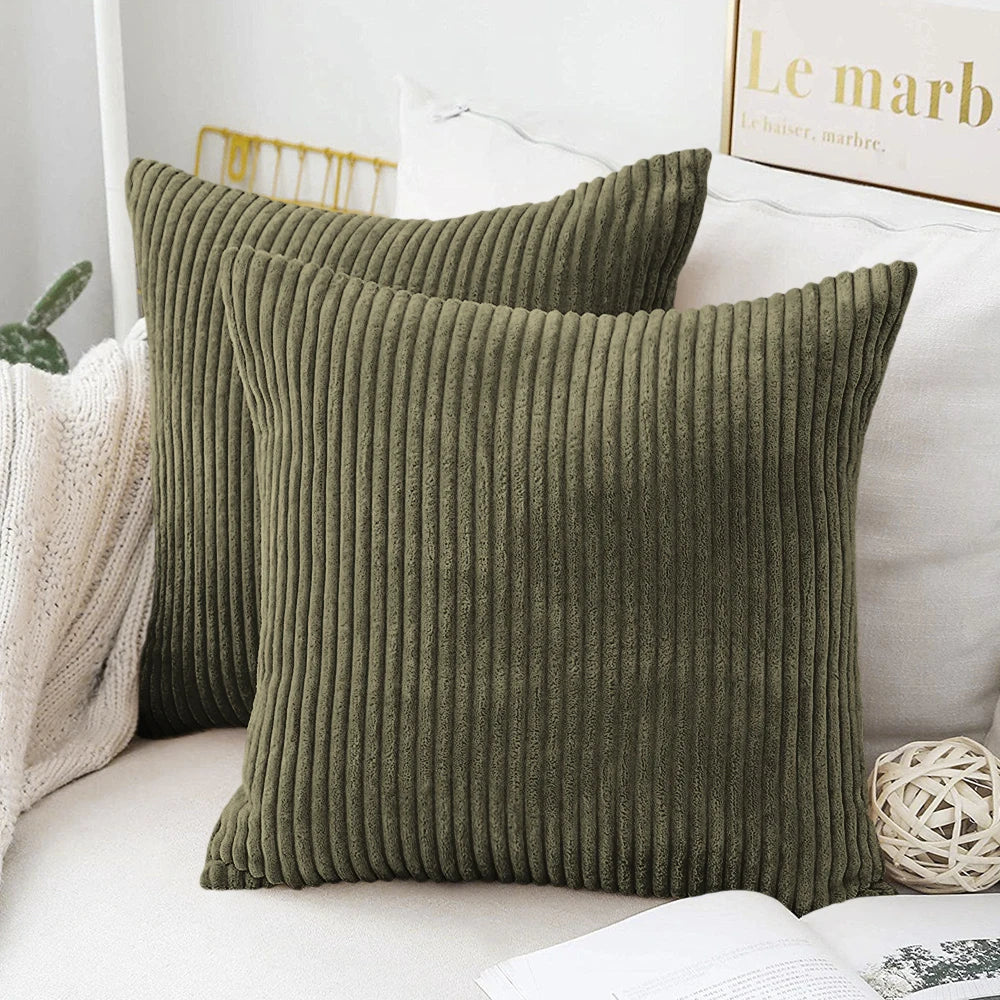 Flausch-Kissenbezug Cord-Optik 50x50 cm - Kuschelig weich für Sofa