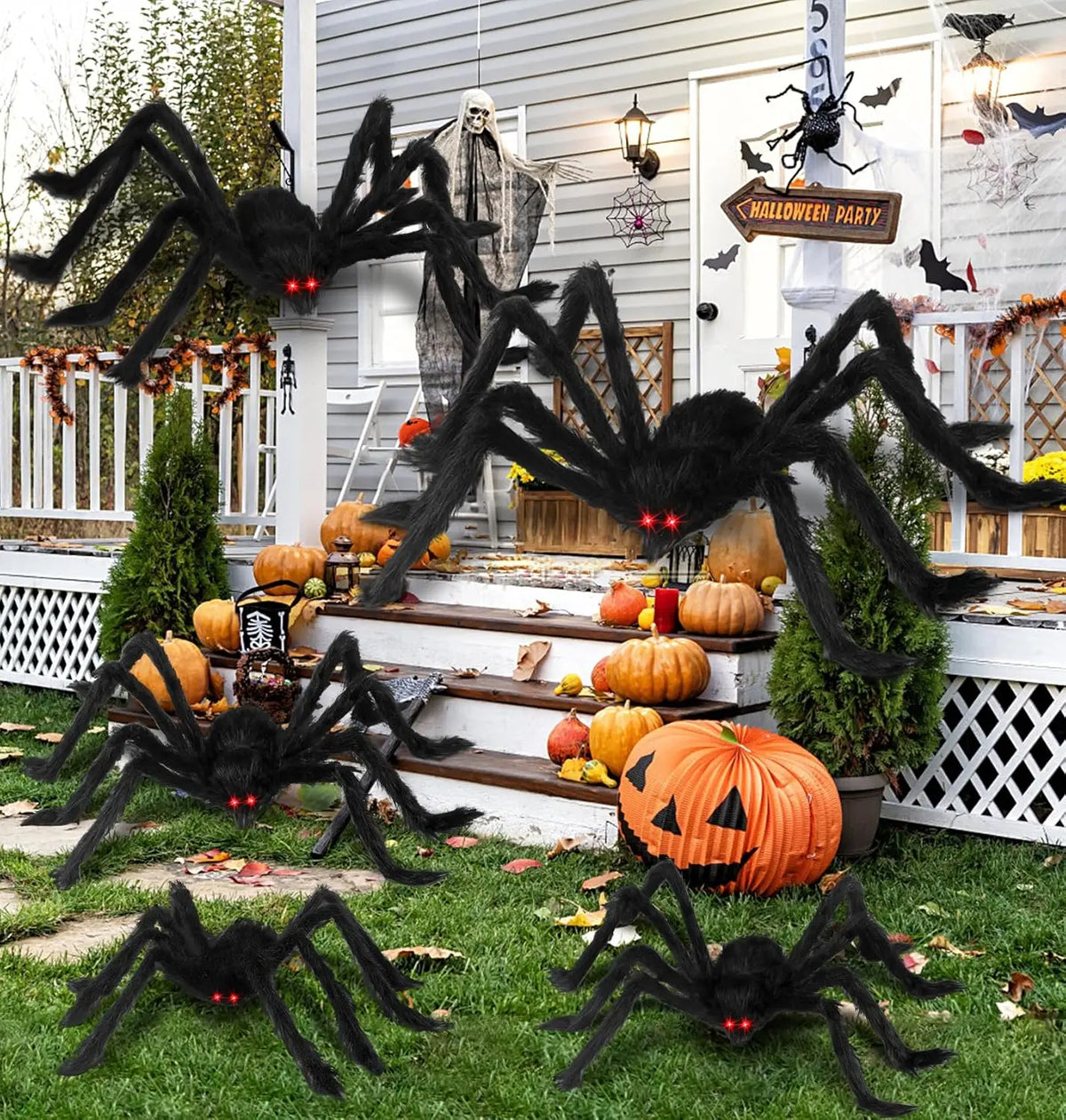 XXL Plüsch-Spinne - Halloween-Deko in 3 Größen: 30, 75 & 200 cm