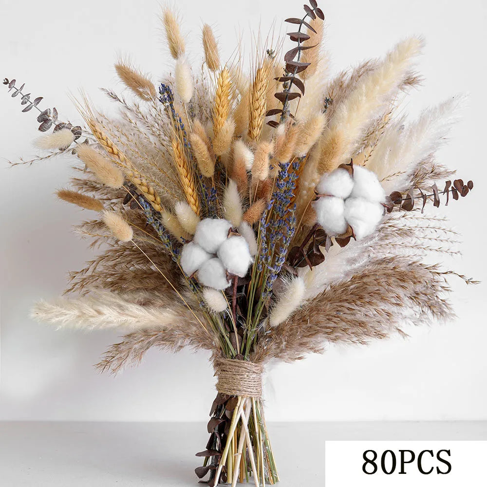 Getrockneter Blumenstrauß Boho - Pampasgras, Baumwolle & Eukalyptus