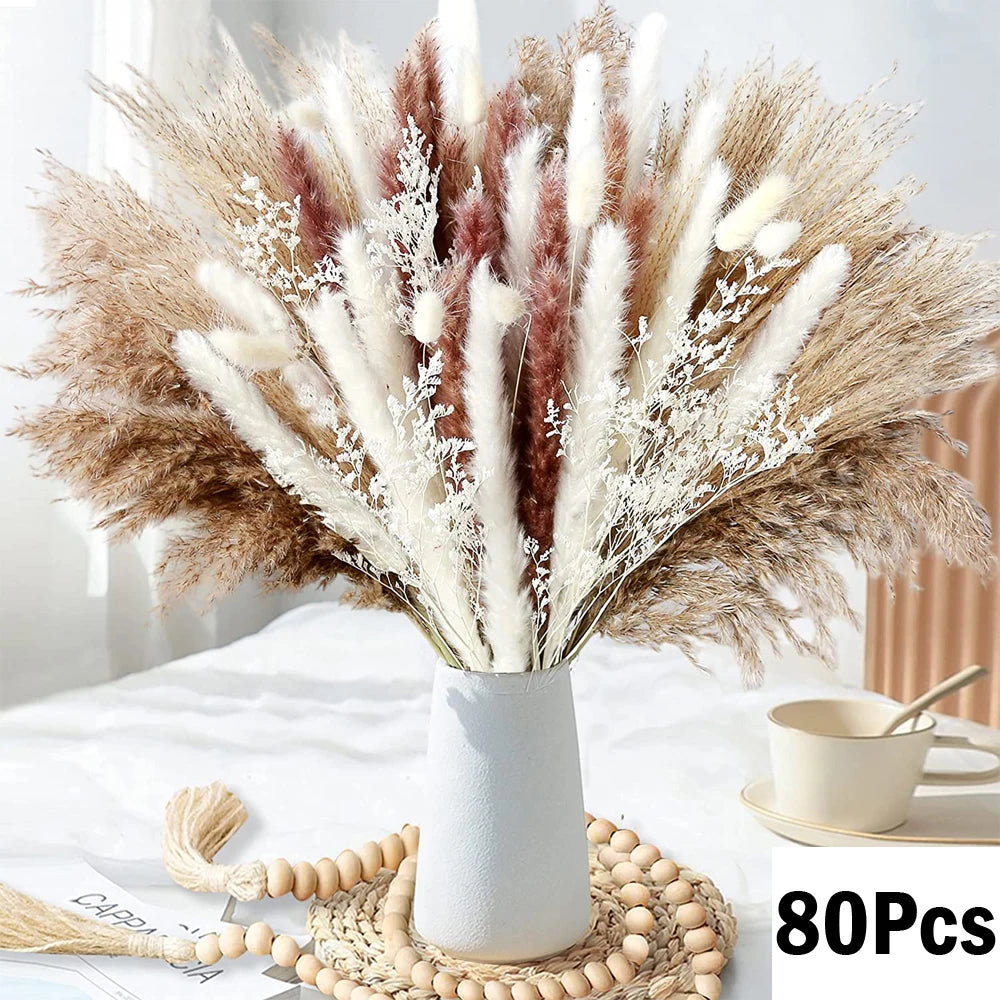 Pampasgras & Hasenschwanz 100 Stück - Trockenblumen für Vase & Boho-Deko