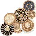 Boho-Wandkörbe 7er-Set Seegras & Rattan - Wandkunst rund
