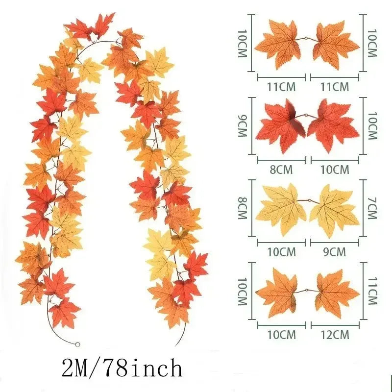 Herbstgirlande Ahornblätter 200 cm - Deko für Tür, Treppe & Fenster