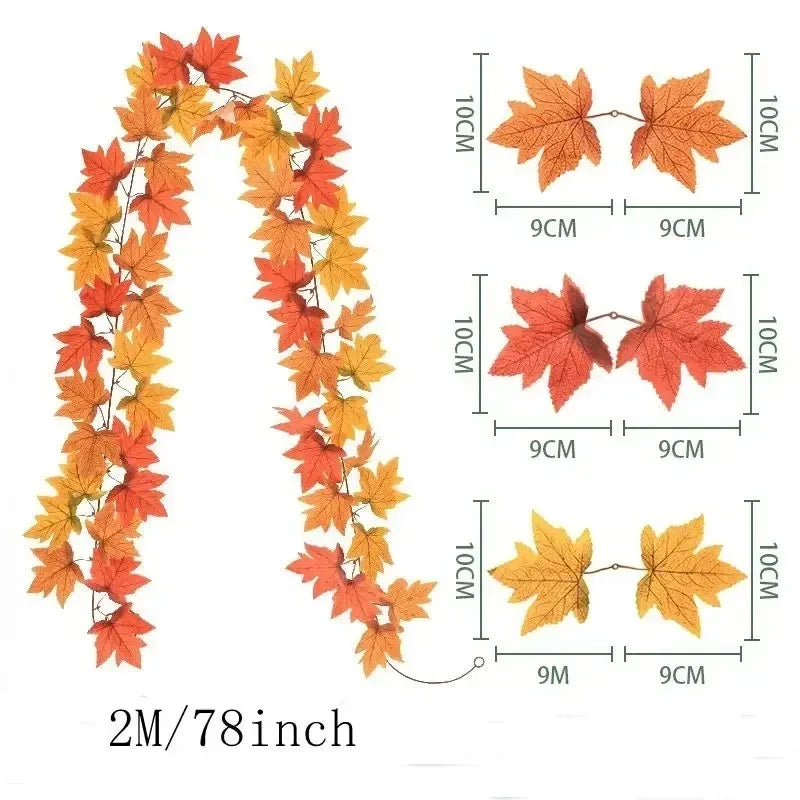 Herbstgirlande Ahornblätter 200 cm - Deko für Tür, Treppe & Fenster