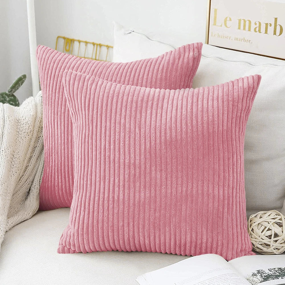Flausch-Kissenbezug Cord-Optik 50x50 cm - Kuschelig weich für Sofa