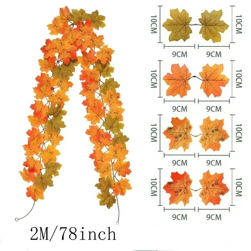 Herbstgirlande Ahornblätter 200 cm - Deko für Tür, Treppe & Fenster