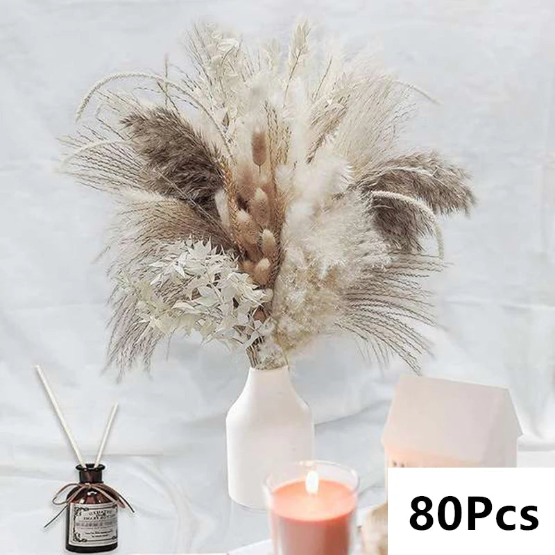 Pampasgras & Hasenschwanz 100 Stück - Trockenblumen für Vase & Boho-Deko