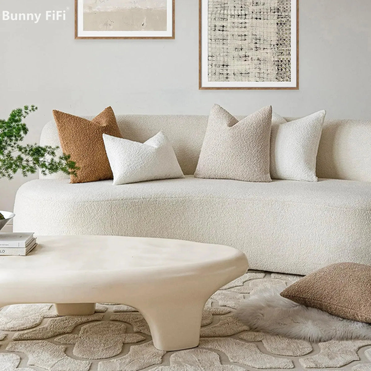 Bouclé-Kissenbezug 45x45 cm - Flauschig weiche Struktur für Sofa