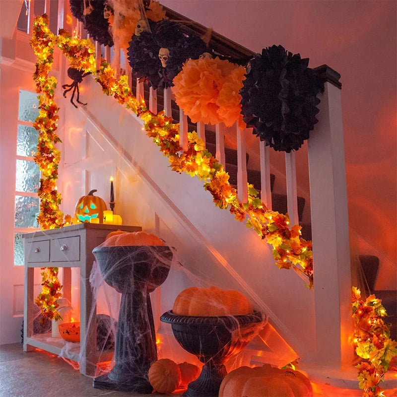 Herbstgirlande Ahornblätter 200 cm - Deko für Tür, Treppe & Fenster