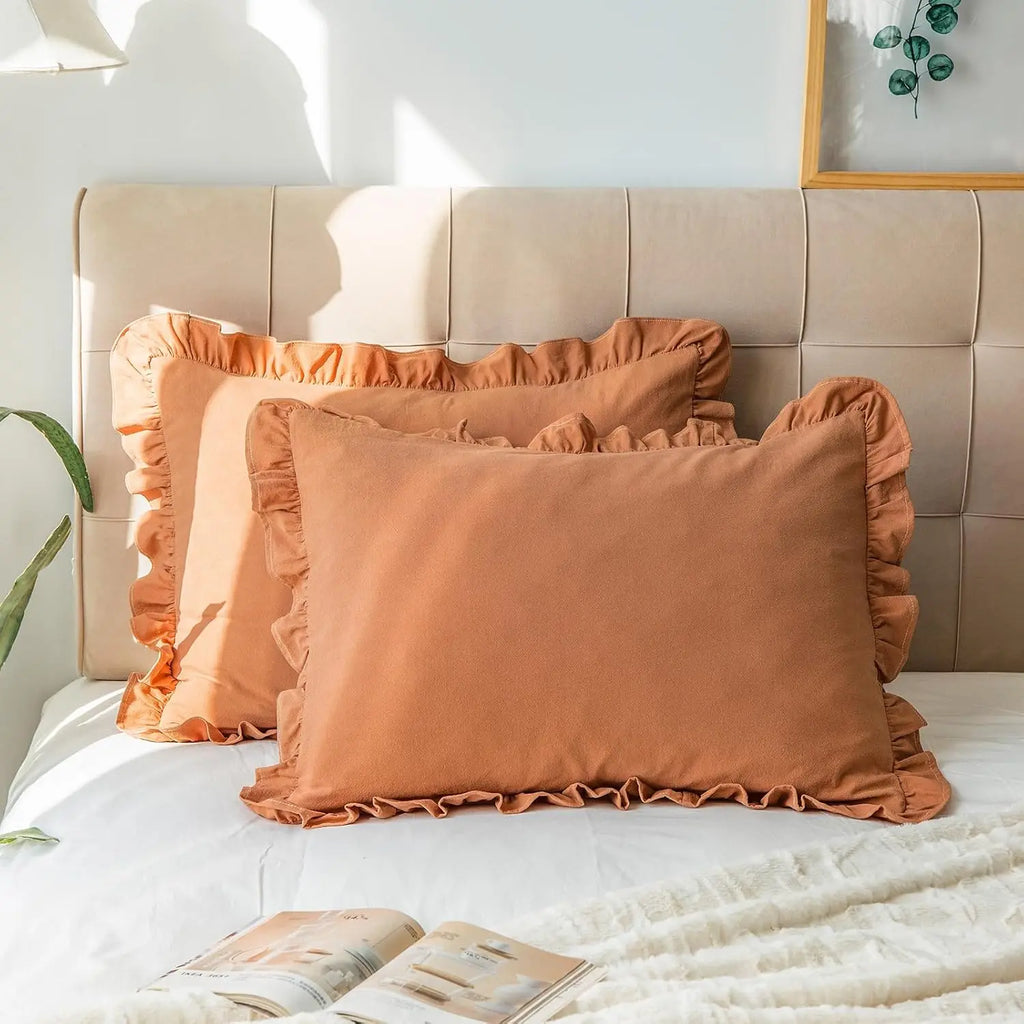 Rüschen-Kissenbezug 100% Baumwolle - Boho-Landhausstil für Sofa & Bett