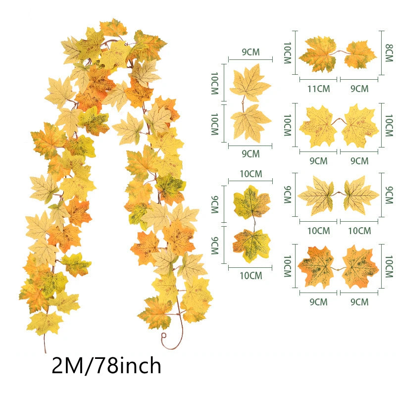 Herbstgirlande Ahornblätter 200 cm - Deko für Tür, Treppe & Fenster