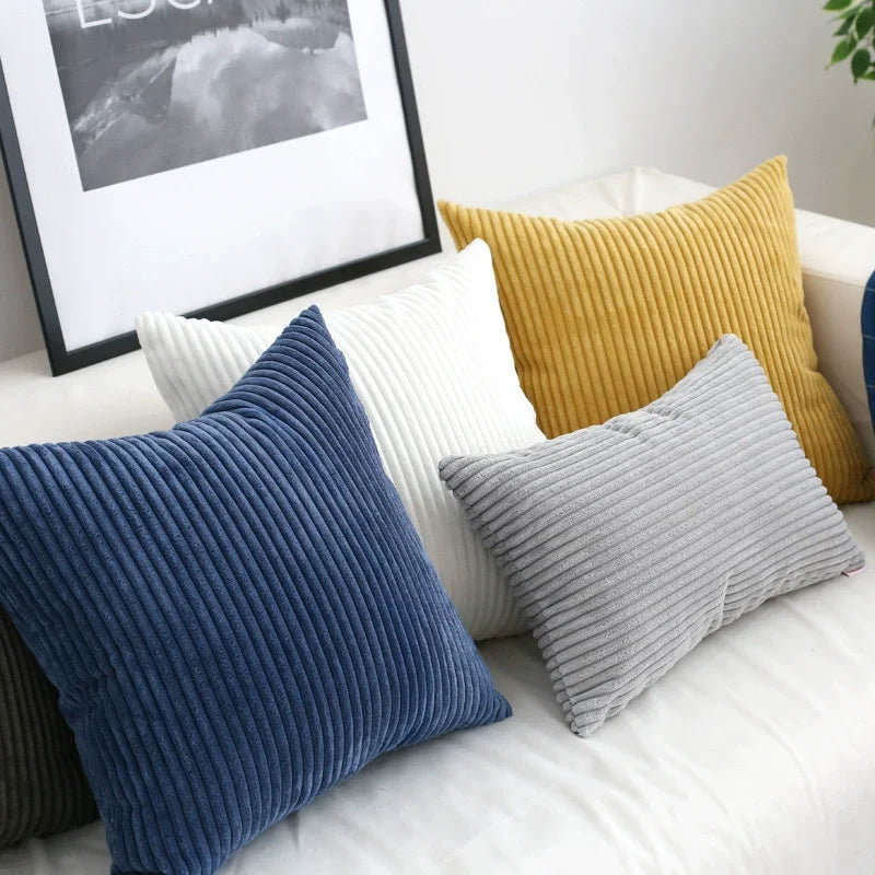 Flausch-Kissenbezug Cord-Optik 50x50 cm - Kuschelig weich für Sofa
