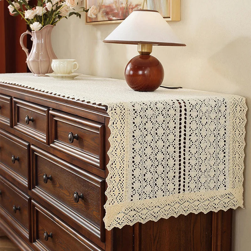 Tischläufer Häkelspitze 42 x 150 cm - Vintage Deko für Sideboard & Tisch