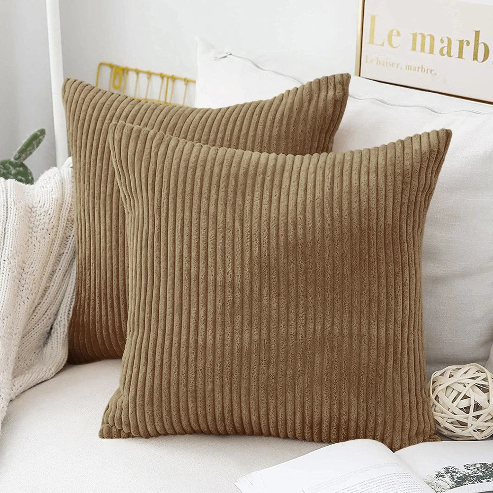 Flausch-Kissenbezug Cord-Optik 50x50 cm - Kuschelig weich für Sofa