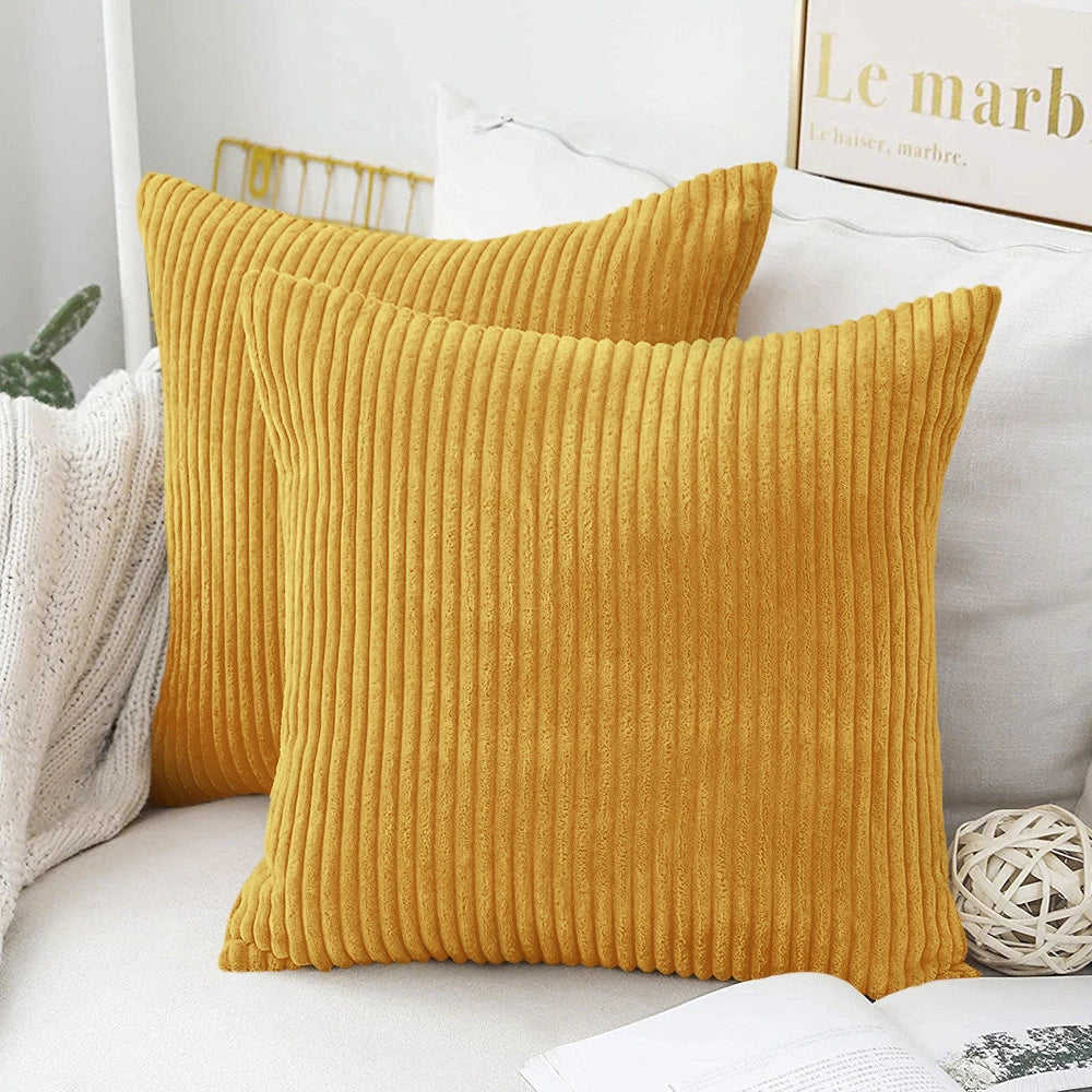 Flausch-Kissenbezug Cord-Optik 50x50 cm - Kuschelig weich für Sofa