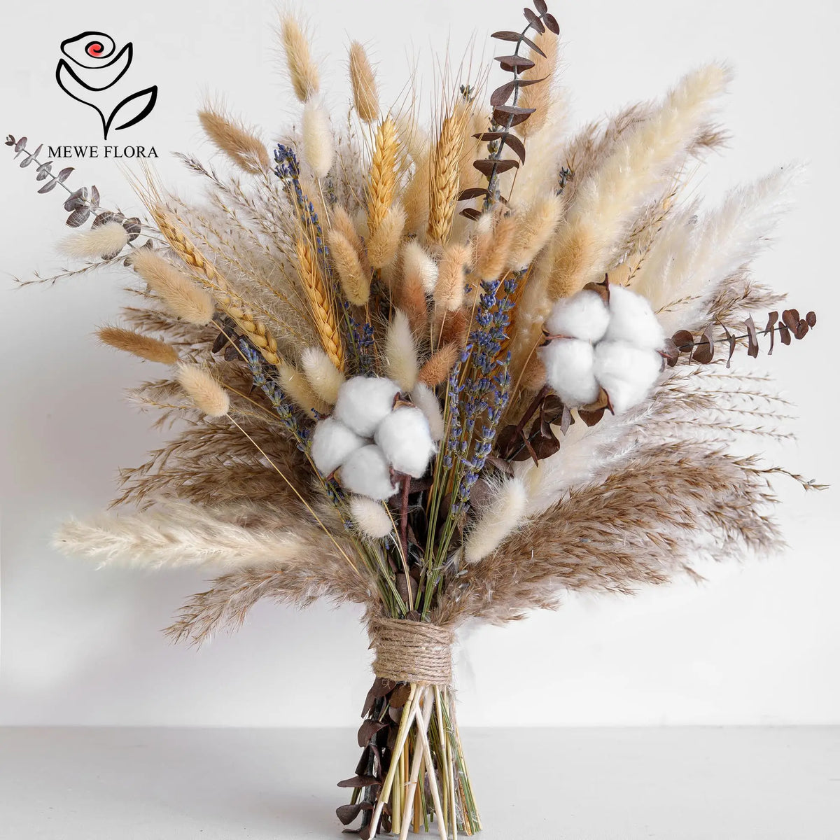 Getrockneter Blumenstrauß Boho - Pampasgras, Baumwolle & Eukalyptus