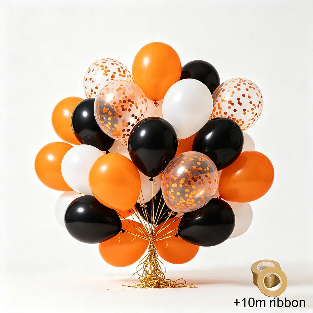 Halloween Ballongirlande-Bogen-Set - 132 Ballons in Schwarz, Orange & Weiß