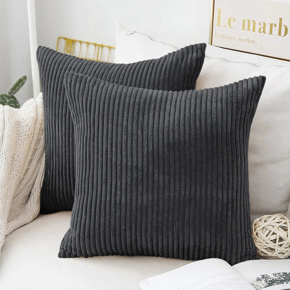 Flausch-Kissenbezug Cord-Optik 50x50 cm - Kuschelig weich für Sofa