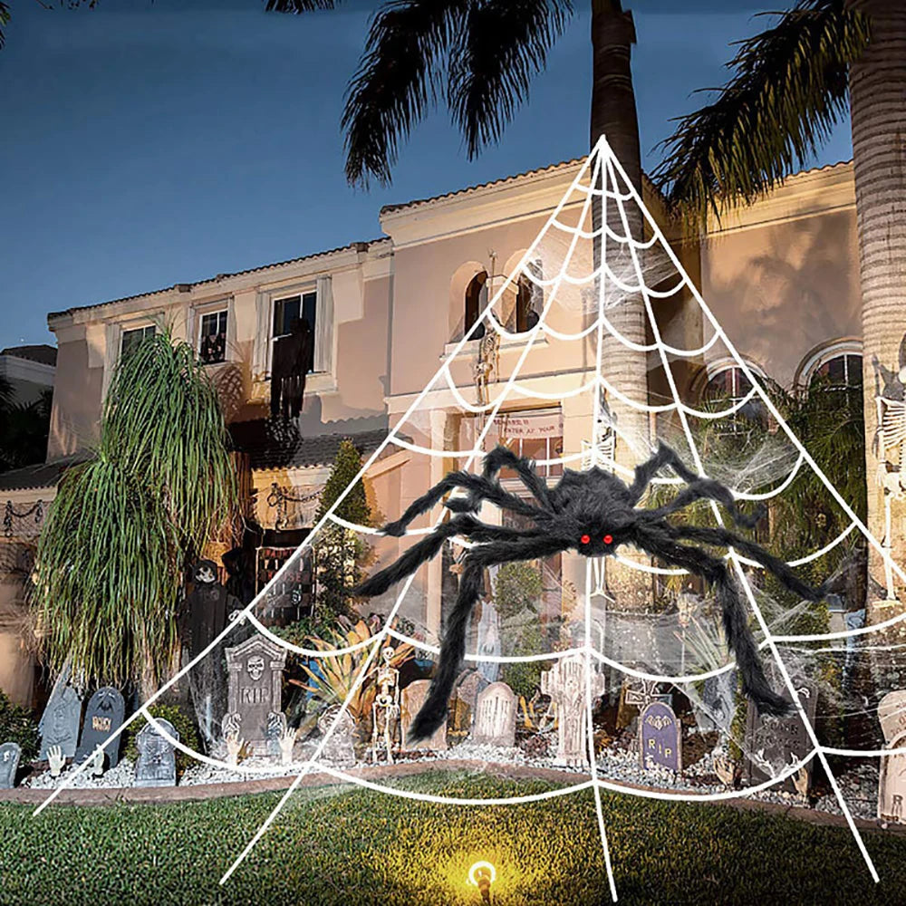 XXL Spinnennetz 5 m - Halloween Deko für Garten, Zaun & Hauswand