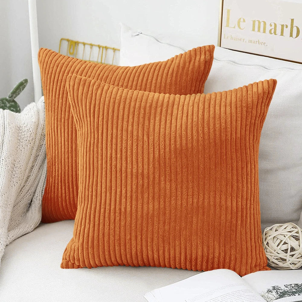 Flausch-Kissenbezug Cord-Optik 50x50 cm - Kuschelig weich für Sofa
